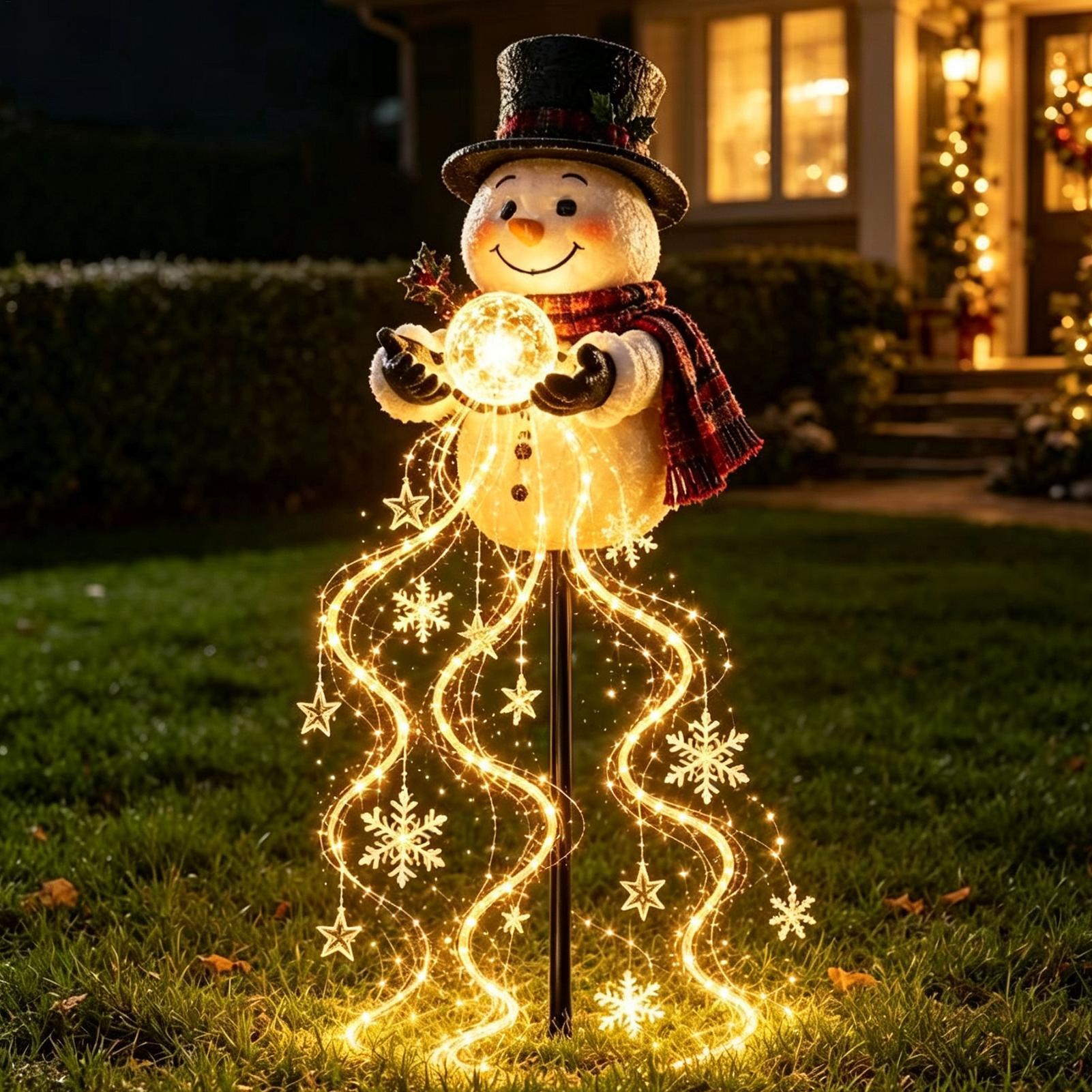 Outdoor Lighting Pathway - Christmas Pathway Lights 60cm Solar Snowman