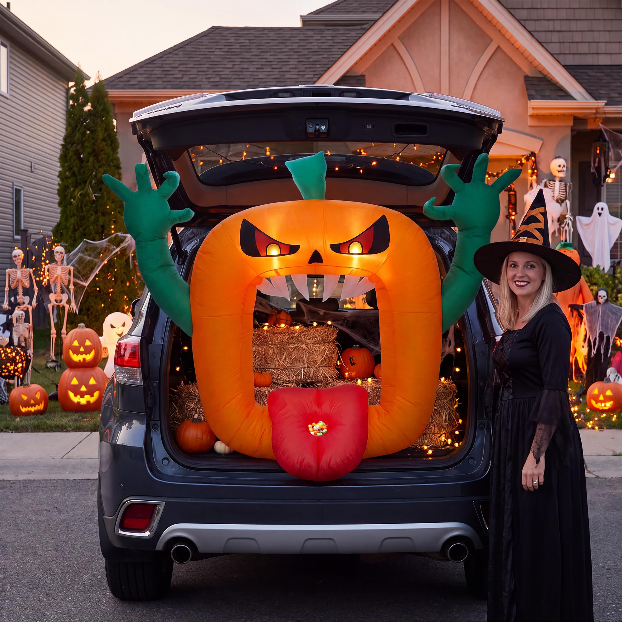 Outdoor Lighting Effects - 6FT Halloween Inflatables Scary Pumpkin with