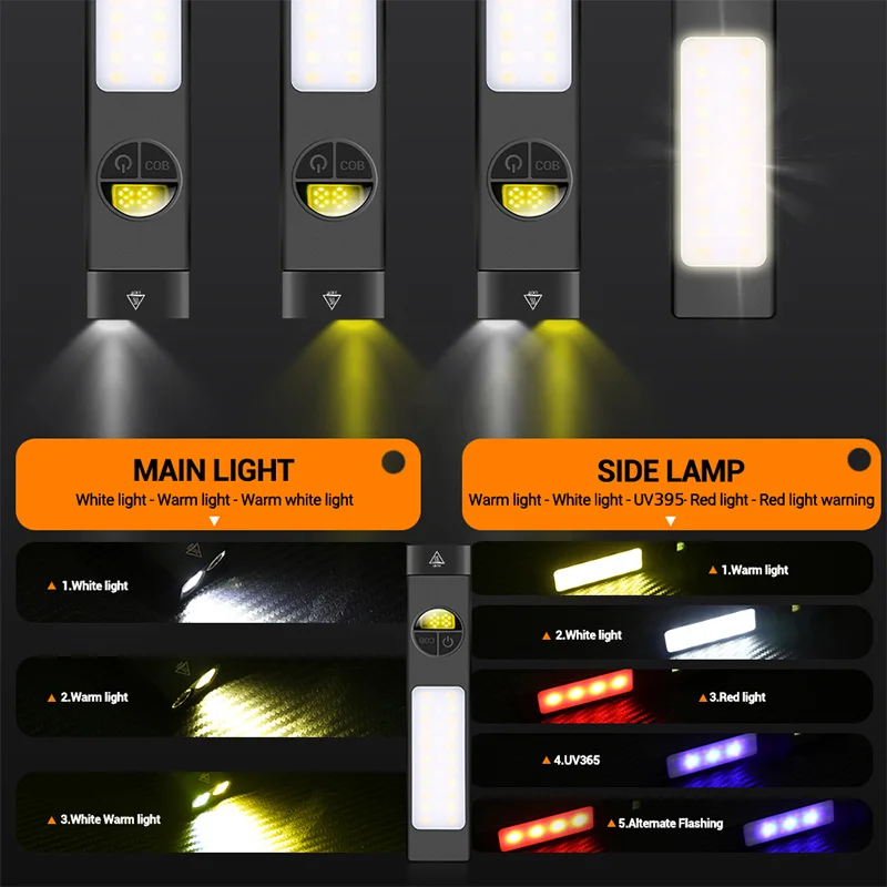 COB+LED Multifunctional Flashl - Outdoor Lighting Black ulasan dan harga