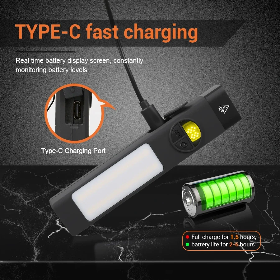 COB+LED Multifunctional Flashl - Outdoor Lighting Black ulasan dan harga