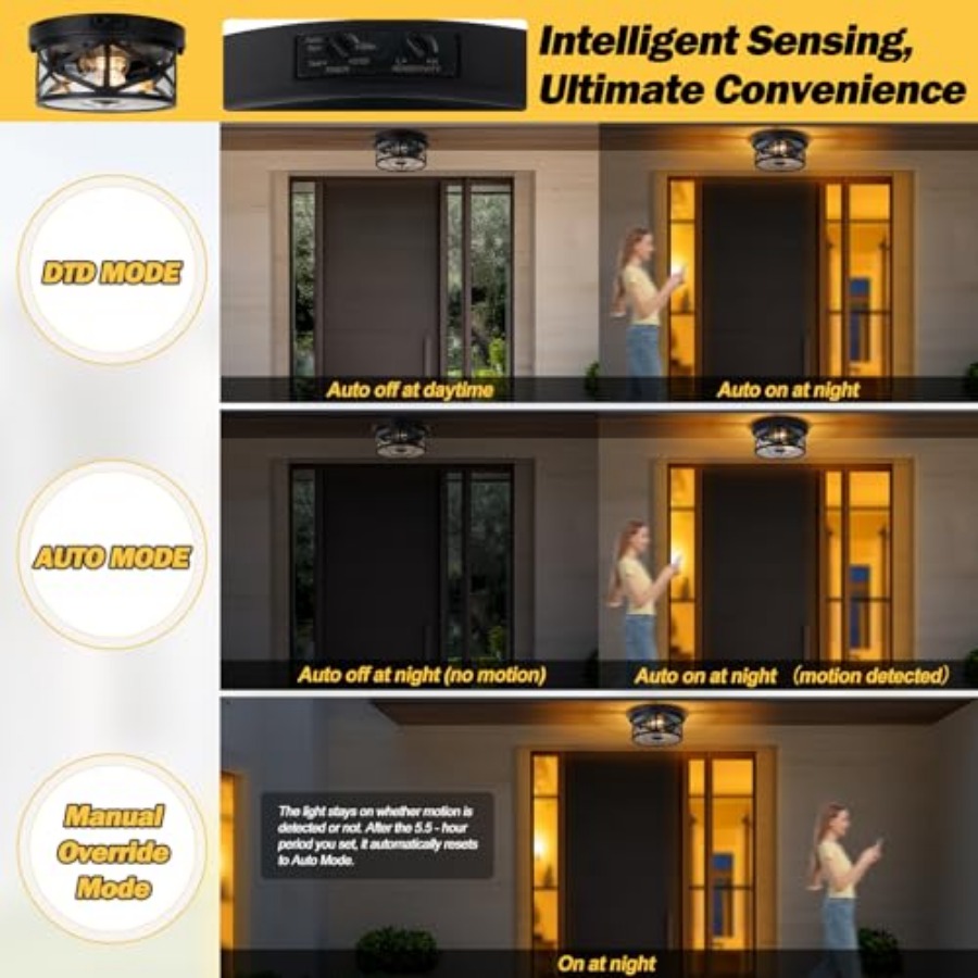 Motion Sensor Outdoor Ceiling  - Outdoor Lighting Black ulasan dan harga