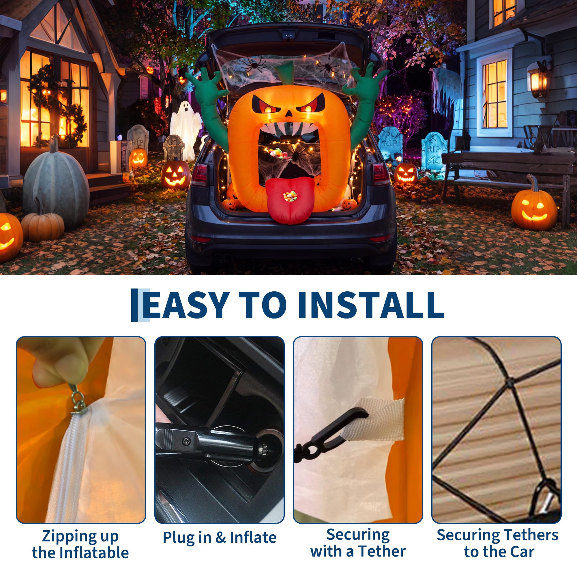 6FT Halloween Inflatables Scar - Outdoor Lighting Effects ulasan dan harga